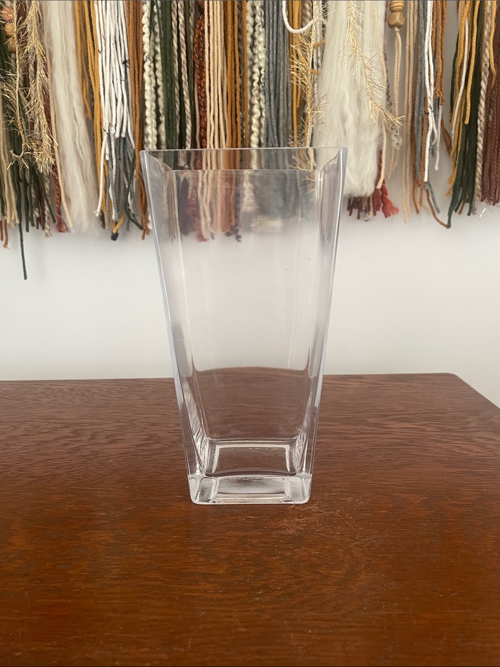 Clear glass vase - tapered square style